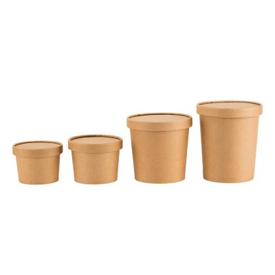 kraft paper soup cup with lid take away food container