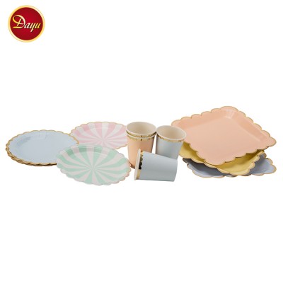 Fashion artwork personalized tableware disposable printed paper plate and cup