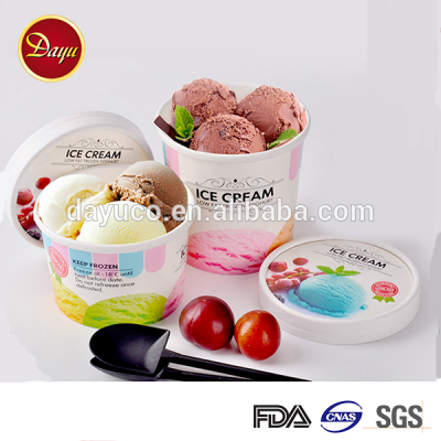 Custom size disposable paper cup ice cream packing container PLA coating