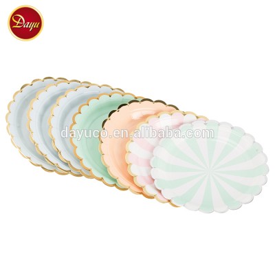 Best selling custom party tableware luxury printed gold foil paper plate