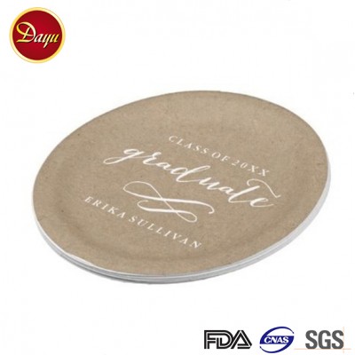 Eco-friendly custom take out food printed circle cardboard paper plates