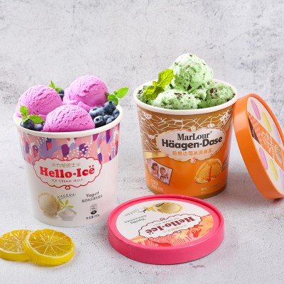 Custom printed disposable biodegradable paper cup ice cream packaging